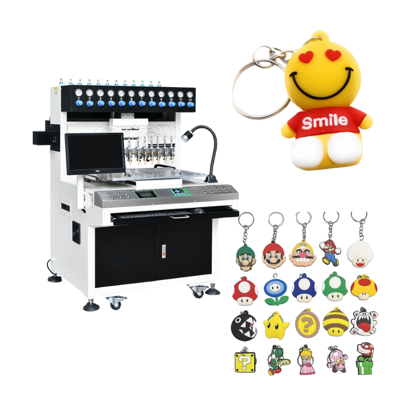creative heart shaped flag soft pvc keychain filling machine